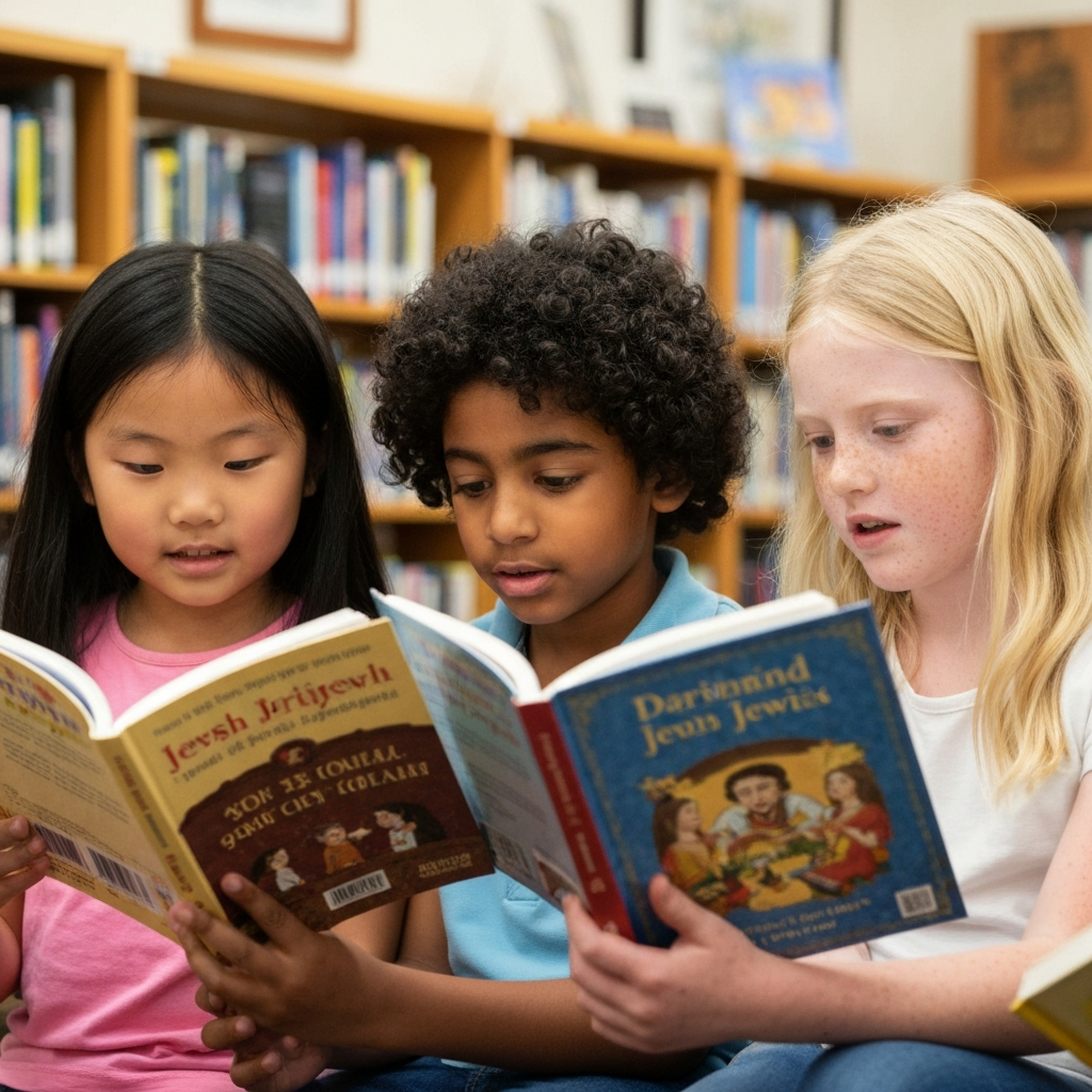 Children reading Jewish books together