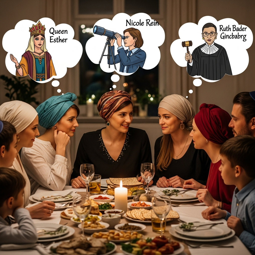 8307493f28be70-48b7-40f8-845a-fbb539a22b0e – Jewish Women Series™ Family at Passover table with inspiring women